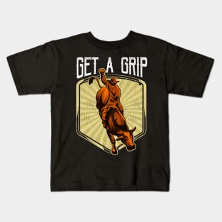 Funny Get a Grip Competitive Bull Riding Pun Kids T-Shirt